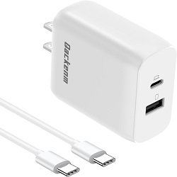 USB-C charging cable. Includes 65W wall outlet adapter. For laptops.